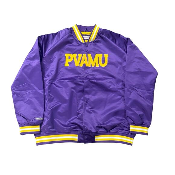 NWT! Mitchell & Ness PVAMU NCAA Lightweight Full Snap Bomber Jacket - Size 2XL - Picture 3 of 9